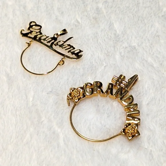 Vintage Gold Filled Necklace Charm Holders #1 Grandma - Qty 2 - Picture 2 of 8